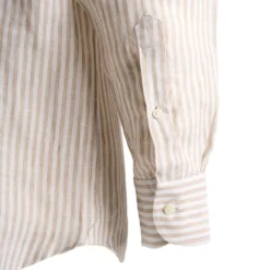 CAMICIA IN LINO BIANCA E BEIGE Rigata