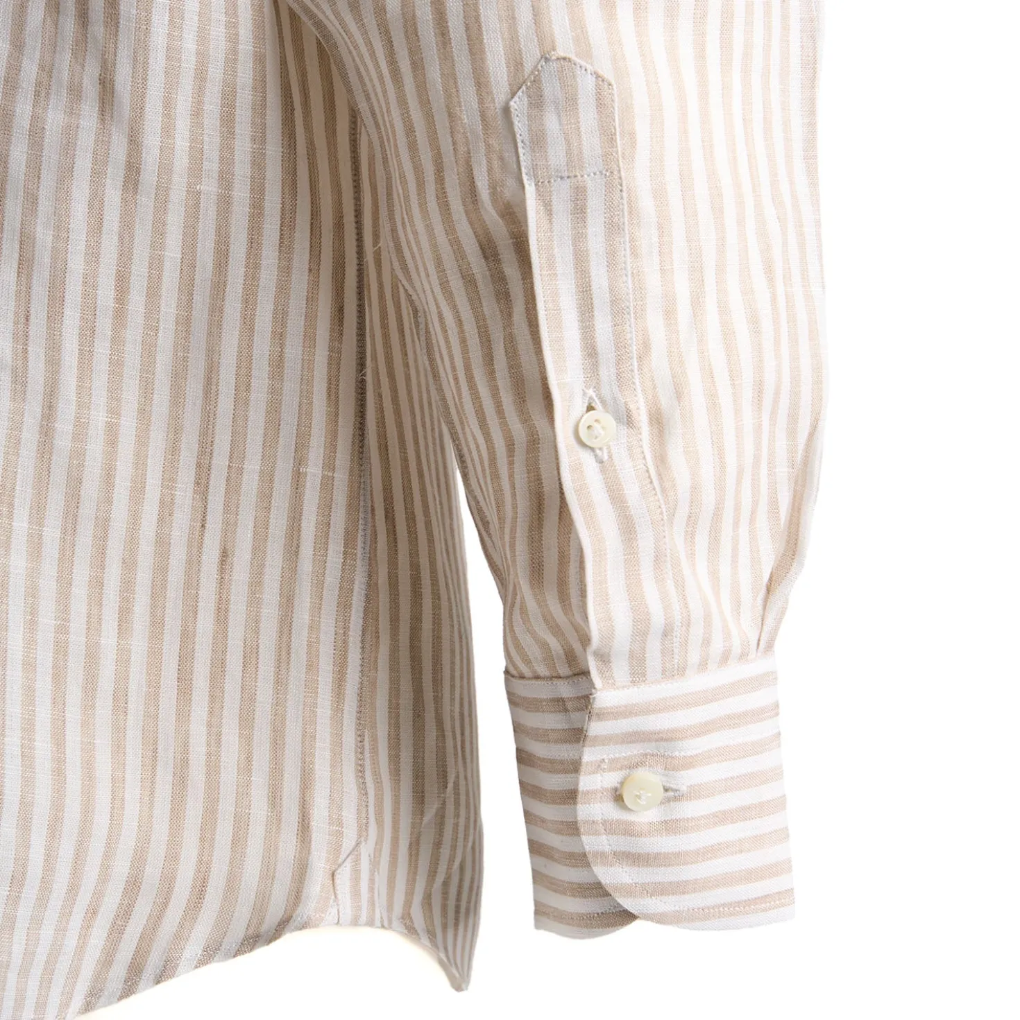 CAMICIA IN LINO BIANCA E BEIGE Rigata