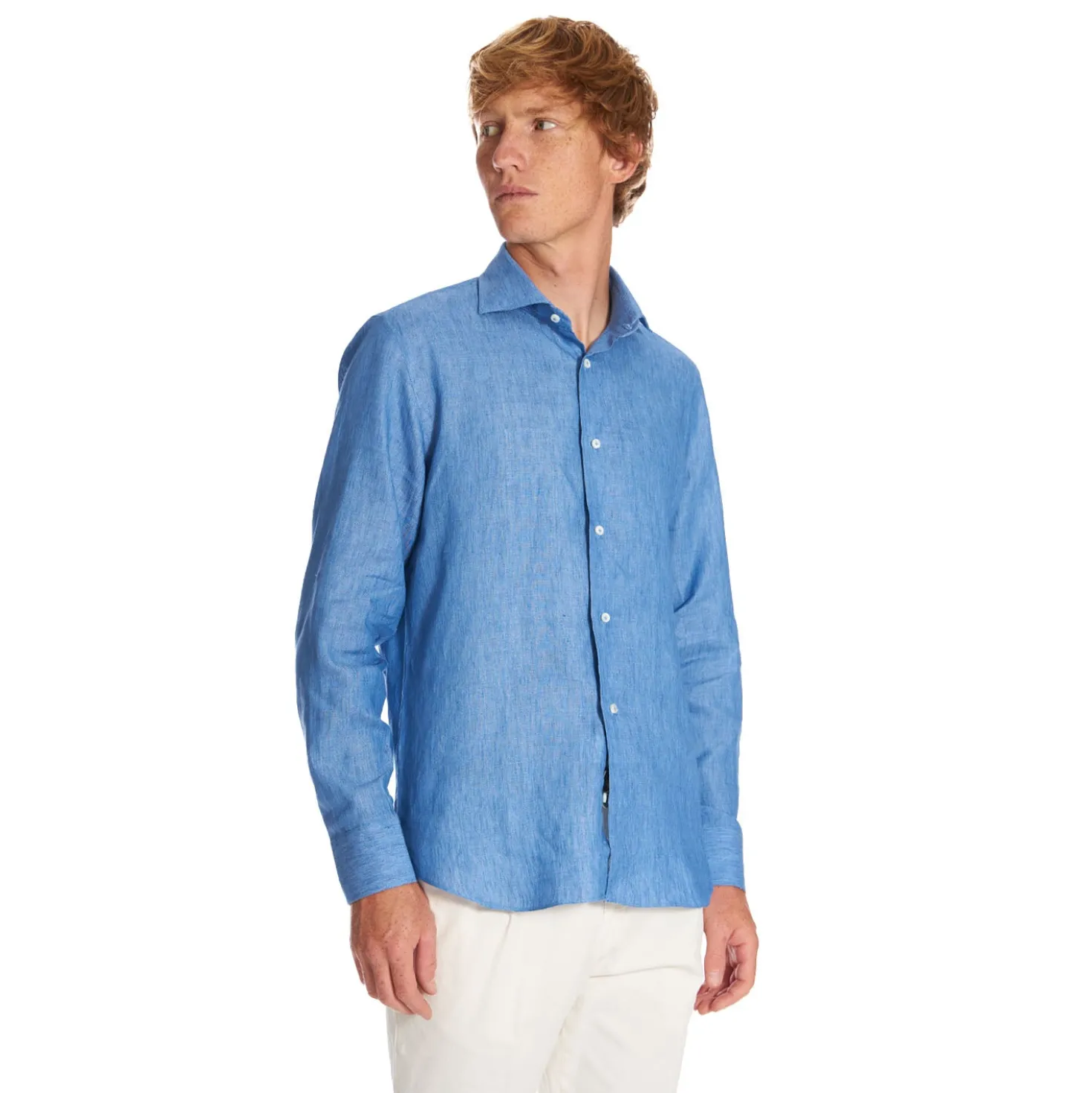 CAMICIA IN LINO BLUETTE Con bottoni in madreperla