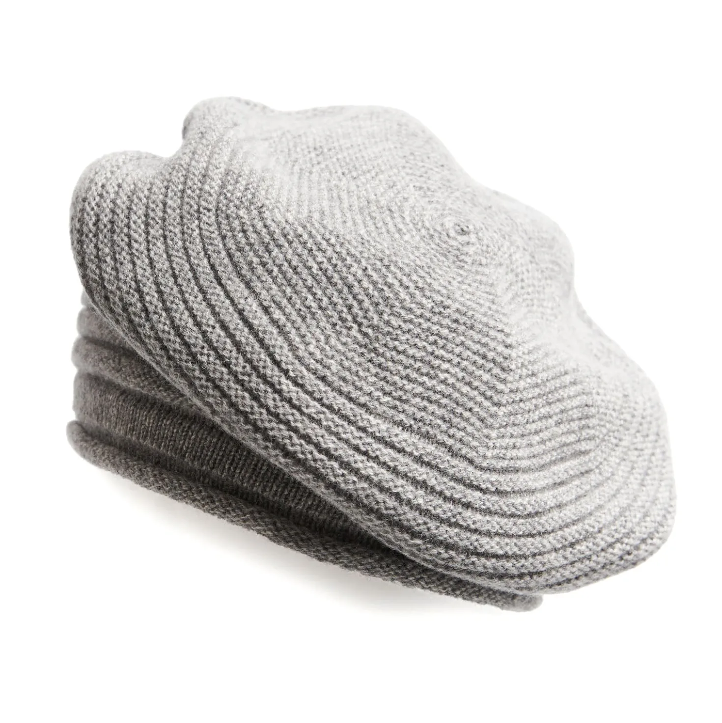 CAPPELLO BASCO A RIGHE GRIGIO In cashmere