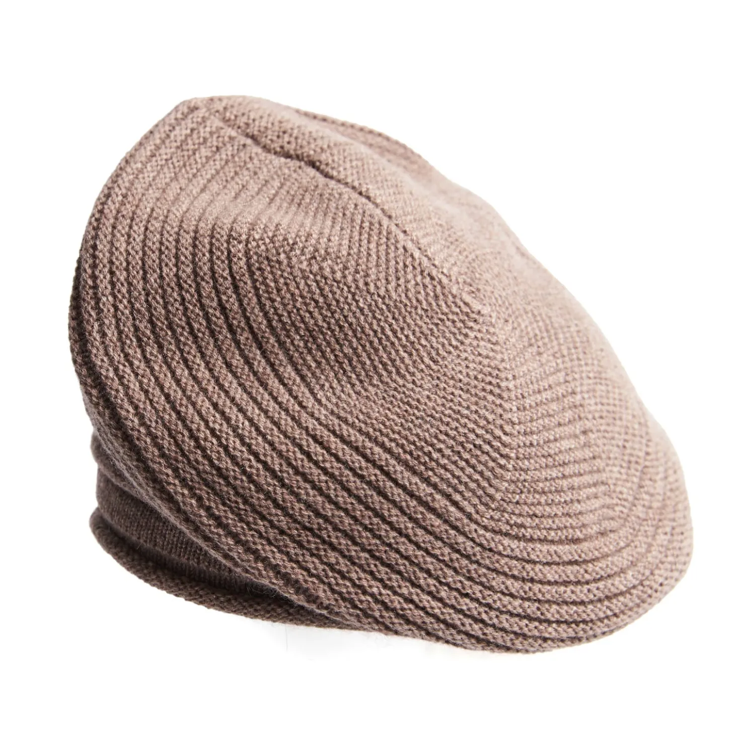 CAPPELLO BASCO A RIGHE MARRONE SCURO In cashmere