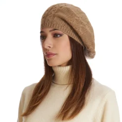 CAPPELLO BASCO A TRECCE CAMMELLO In cashmere