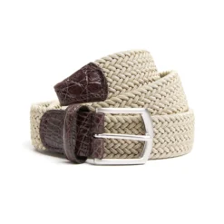 CINTURA ELASTICA BEIGE Con finiture in coccodrillo