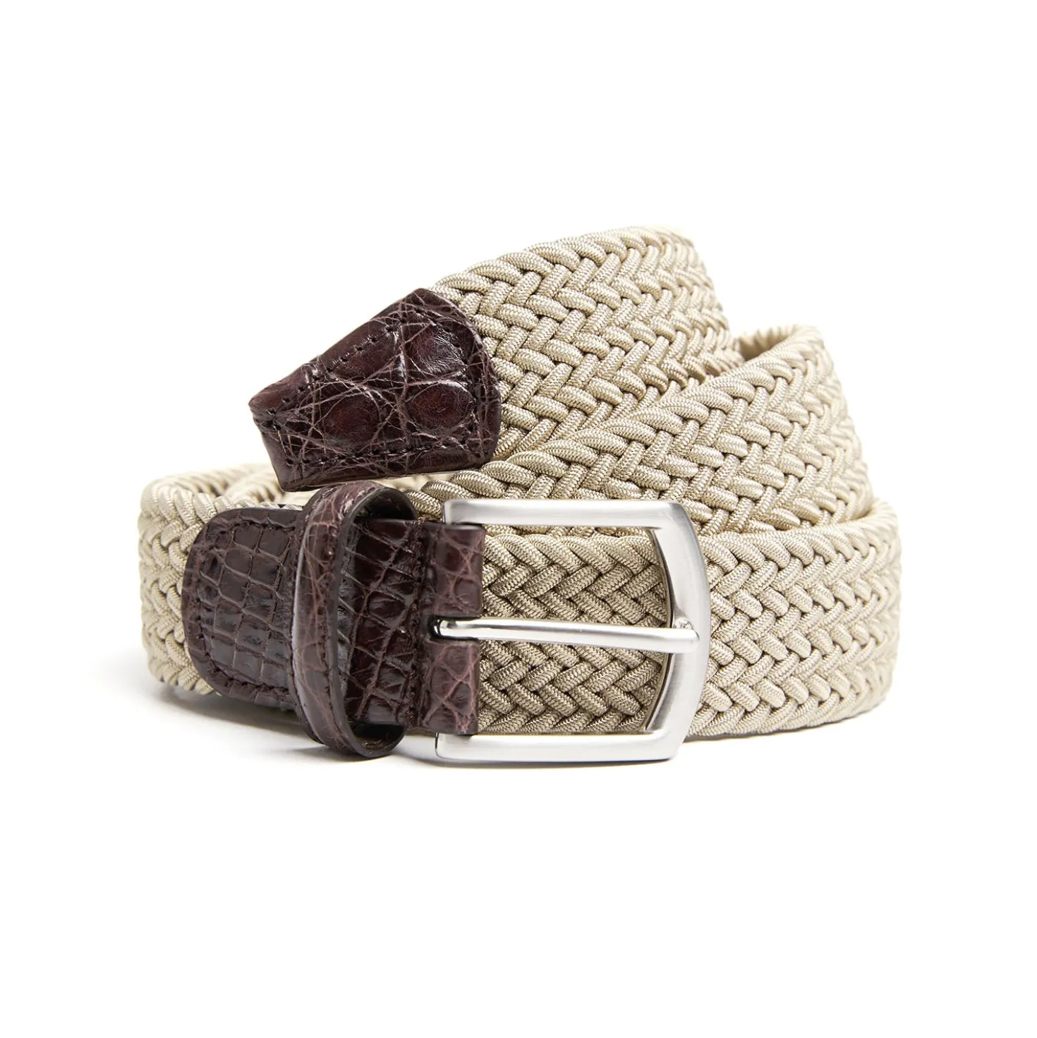 CINTURA ELASTICA BEIGE Con finiture in coccodrillo