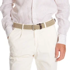 CINTURA ELASTICA BEIGE Con finiture in coccodrillo