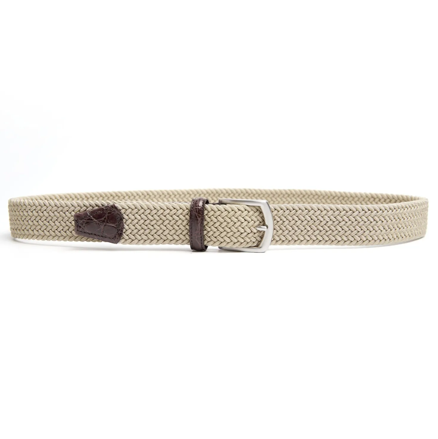 CINTURA ELASTICA BEIGE Con finiture in coccodrillo