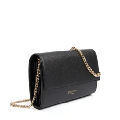 CLUTCH BAG NERA In pelle bottolata