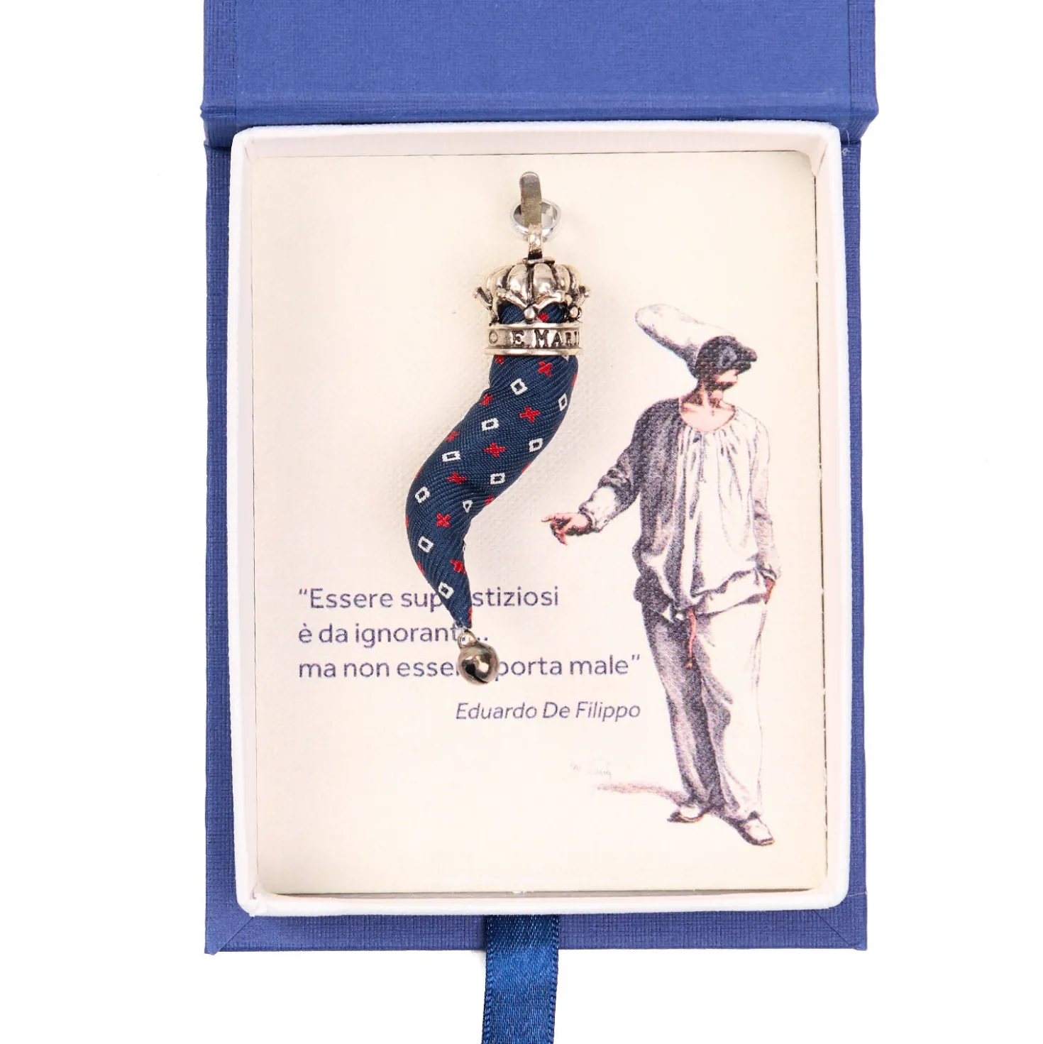 CORNETTO BLU In seta e argento