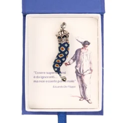 CORNETTO BLU SCURO In seta e argento