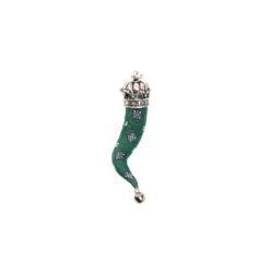CORNETTO IN SETA VERDE SCURO In seta e argento