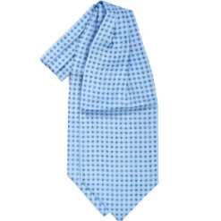 CRAVATTA ASCOT IN SETA AZZURRA Microfantasia fiore