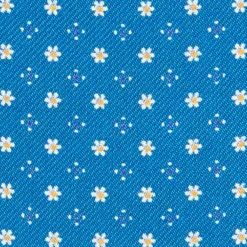 CRAVATTA ASCOT IN SETA BLU MEDIO Microfantasia fiore