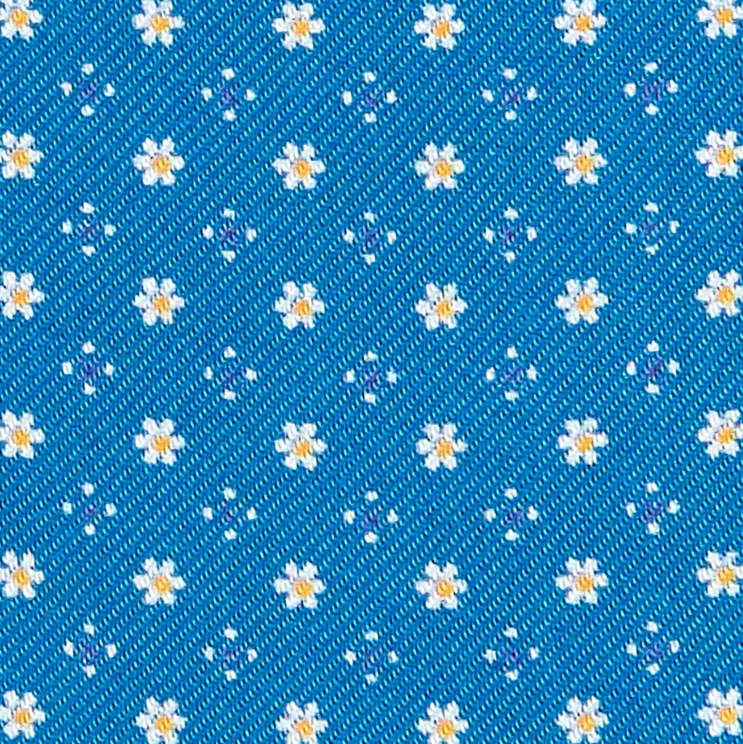 CRAVATTA ASCOT IN SETA BLU MEDIO Microfantasia fiore