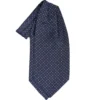 CRAVATTA ASCOT IN SETA BLU SCURO Microfantasia fiore