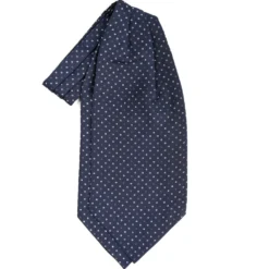 CRAVATTA ASCOT IN SETA BLU SCURO Microfantasia fiore
