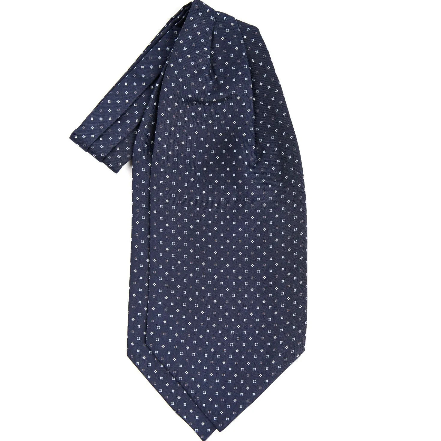 CRAVATTA ASCOT IN SETA BLU SCURO Microfantasia fiore