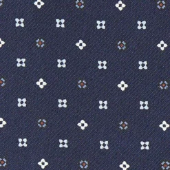 CRAVATTA ASCOT IN SETA BLU SCURO Microfantasia fiore