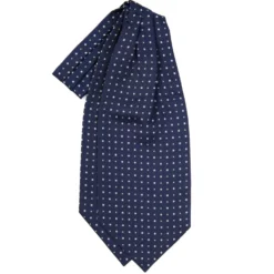 CRAVATTA ASCOT IN SETA BLU SCURO Microfantasia fiore