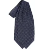 CRAVATTA ASCOT IN SETA BLU SCURO Microfantasia fiore