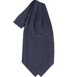 CRAVATTA ASCOT IN SETA BLU SCURO Microfantasia fiore