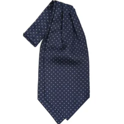 CRAVATTA ASCOT IN SETA BLU SCURO Microfantasia fiore