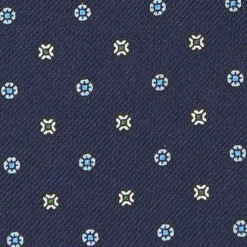 CRAVATTA ASCOT IN SETA BLU SCURO Microfantasia fiore