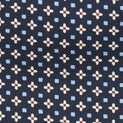 CRAVATTA ASCOT IN SETA BLU SCURO Microfantasia fiore