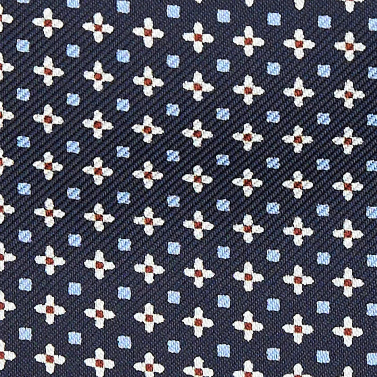 CRAVATTA ASCOT IN SETA BLU SCURO Microfantasia fiore