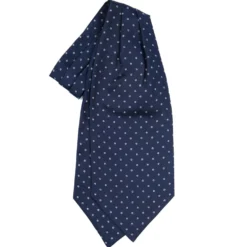 CRAVATTA ASCOT IN SETA BLU SCURO Microfantasia fiore