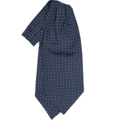 CRAVATTA ASCOT IN SETA BLU SCURO Microfantasia fiore