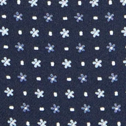 CRAVATTA ASCOT IN SETA BLU SCURO Microfantasia fiore