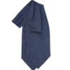 CRAVATTA ASCOT IN SETA BLU SCURO Microfantasia fiore