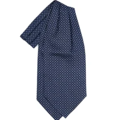 CRAVATTA ASCOT IN SETA BLU SCURO Microfantasia fiore