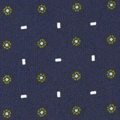 CRAVATTA ASCOT IN SETA BLU SCURO Microfantasia fiore
