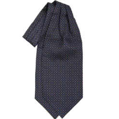 CRAVATTA ASCOT IN SETA BLU SCURO Microfantasia fiore