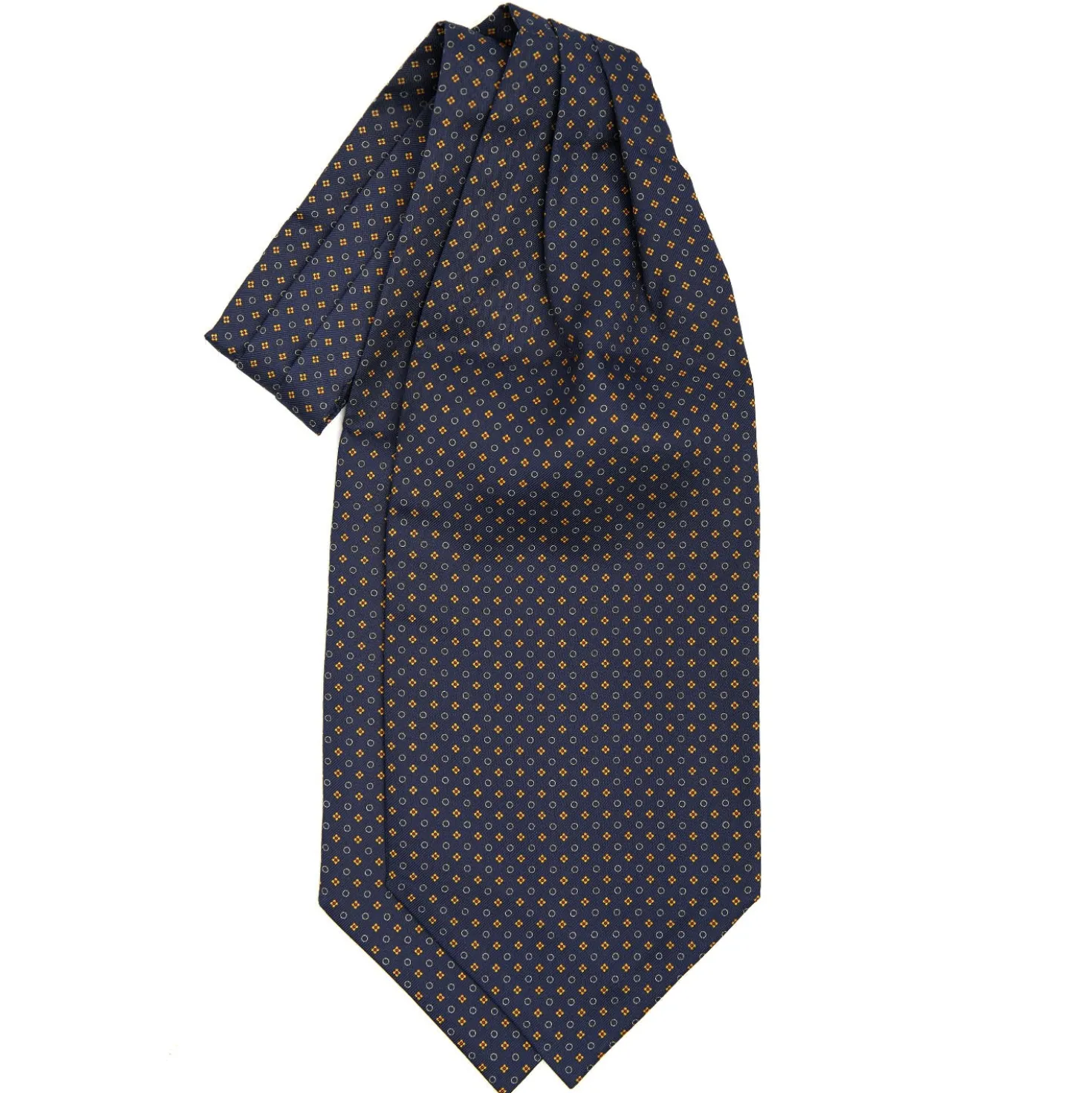 CRAVATTA ASCOT IN SETA BLU SCURO Microfantasia fiore