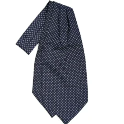 CRAVATTA ASCOT IN SETA BLU SCURO Microfantasia fiore