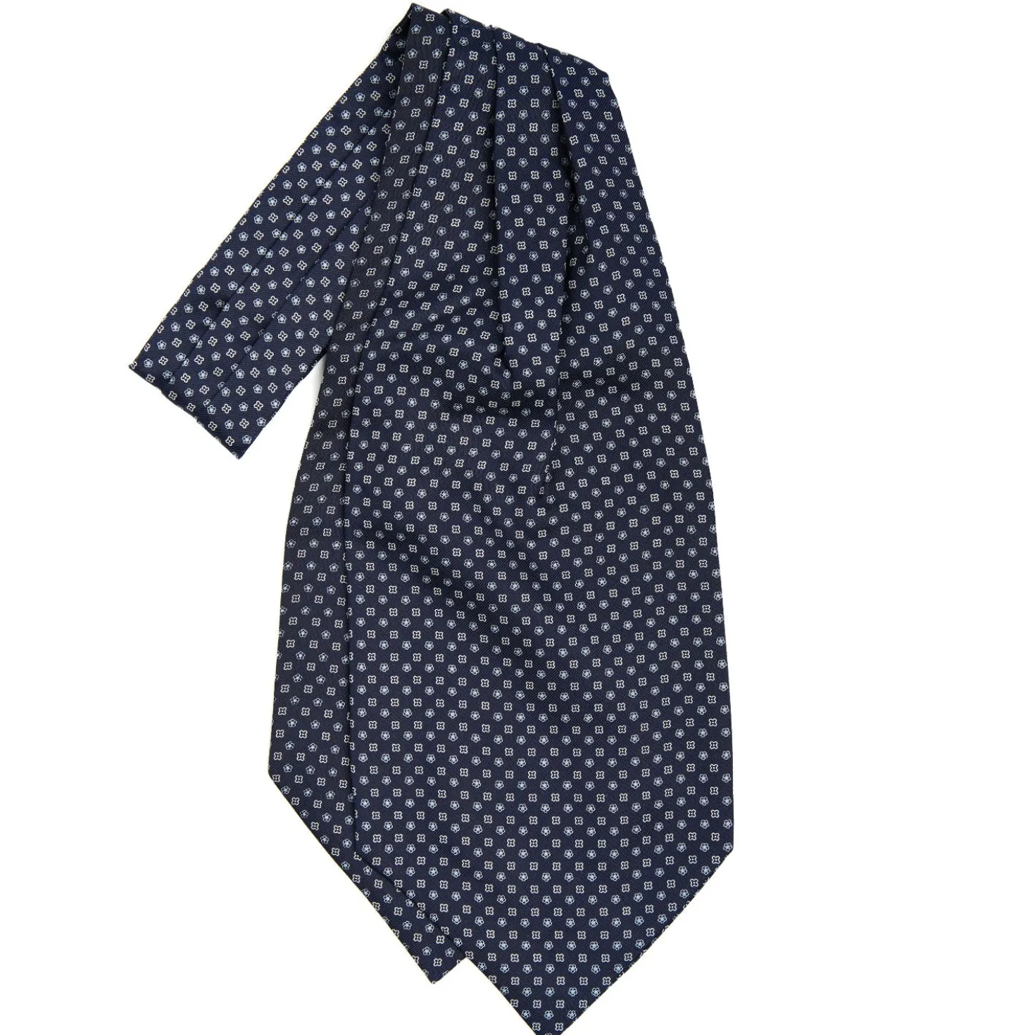 CRAVATTA ASCOT IN SETA BLU SCURO Microfantasia fiore