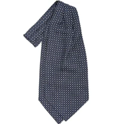 CRAVATTA ASCOT IN SETA BLU SCURO Microfantasia fiore