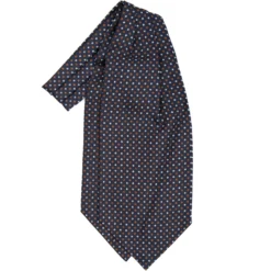 CRAVATTA ASCOT IN SETA BLU SCURO Microfantasia fiore