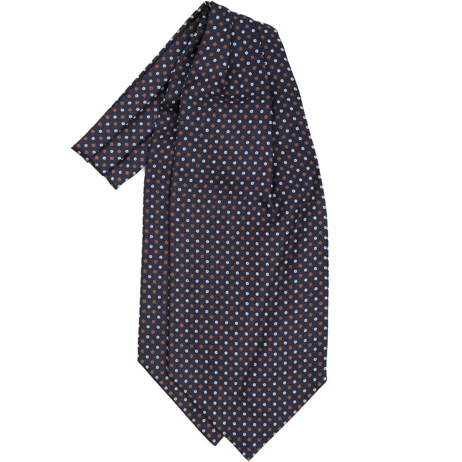 CRAVATTA ASCOT IN SETA BLU SCURO Microfantasia fiore