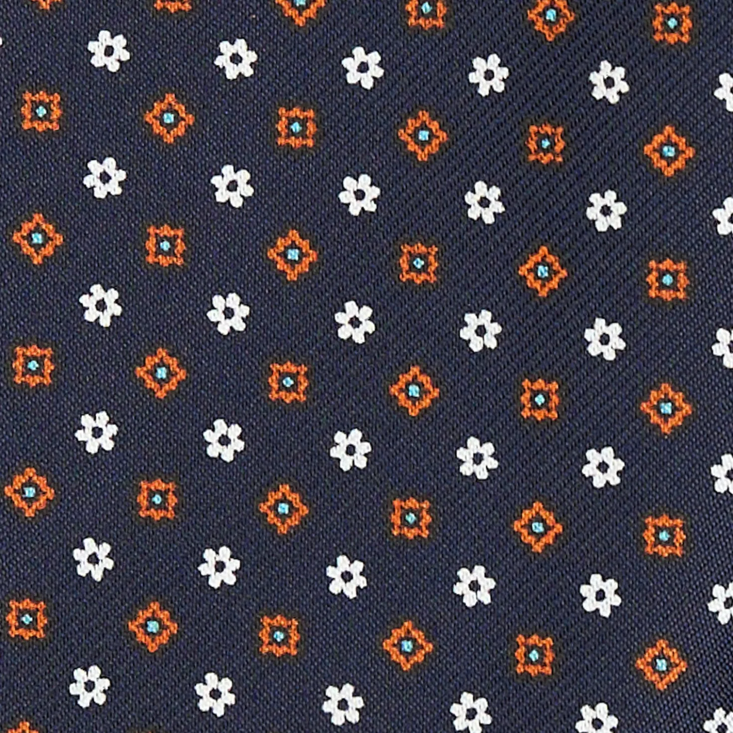 CRAVATTA ASCOT IN SETA BLU SCURO Microfantasia fiore