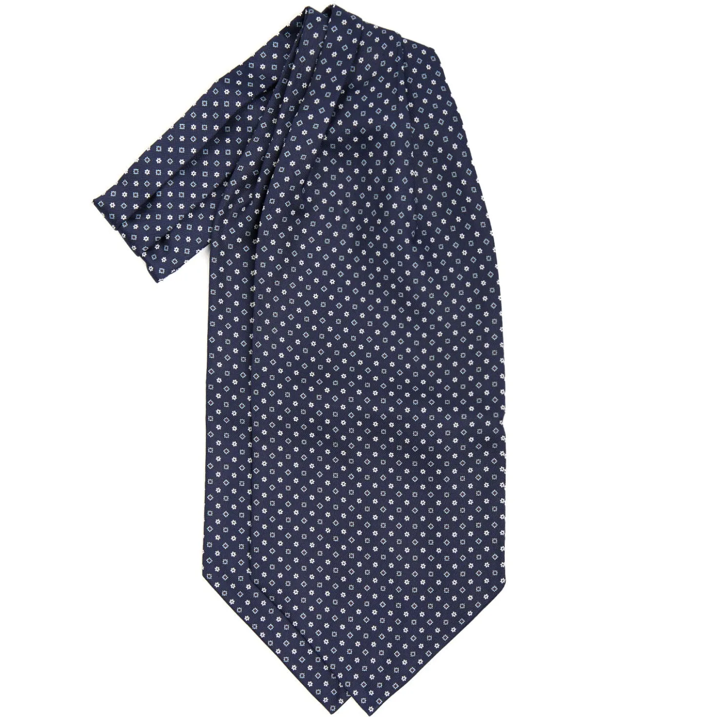 CRAVATTA ASCOT IN SETA BLU SCURO Microfantasia fiore