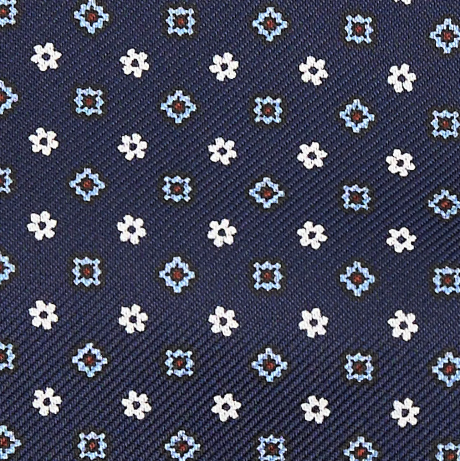 CRAVATTA ASCOT IN SETA BLU SCURO Microfantasia fiore