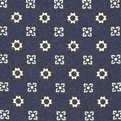 CRAVATTA ASCOT IN SETA BLU SCURO Microfantasia fiore