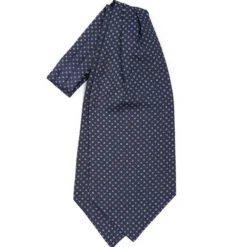 CRAVATTA ASCOT IN SETA BLU SCURO Microfantasia fiore