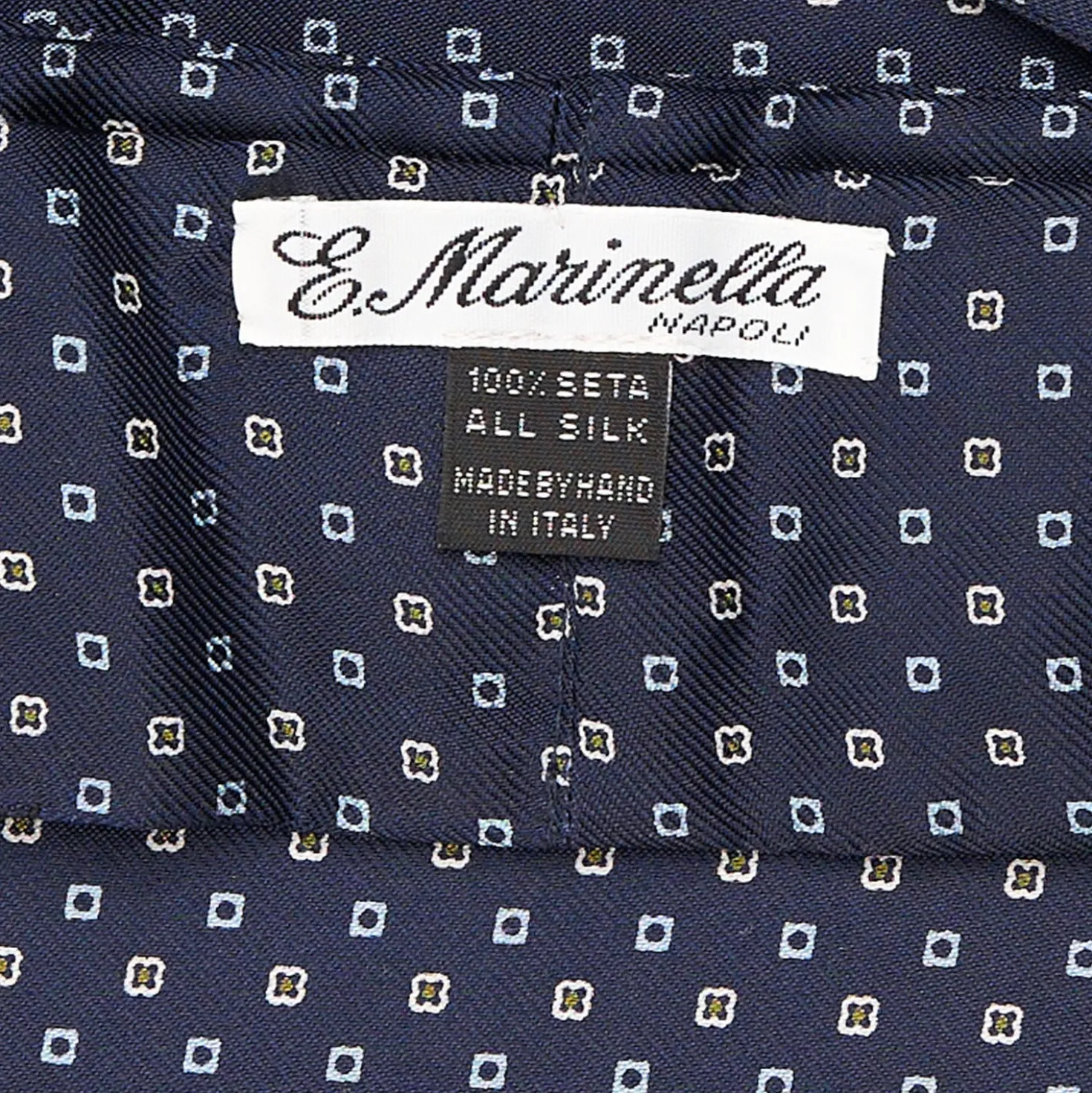CRAVATTA ASCOT IN SETA BLU SCURO Microfantasia fiore