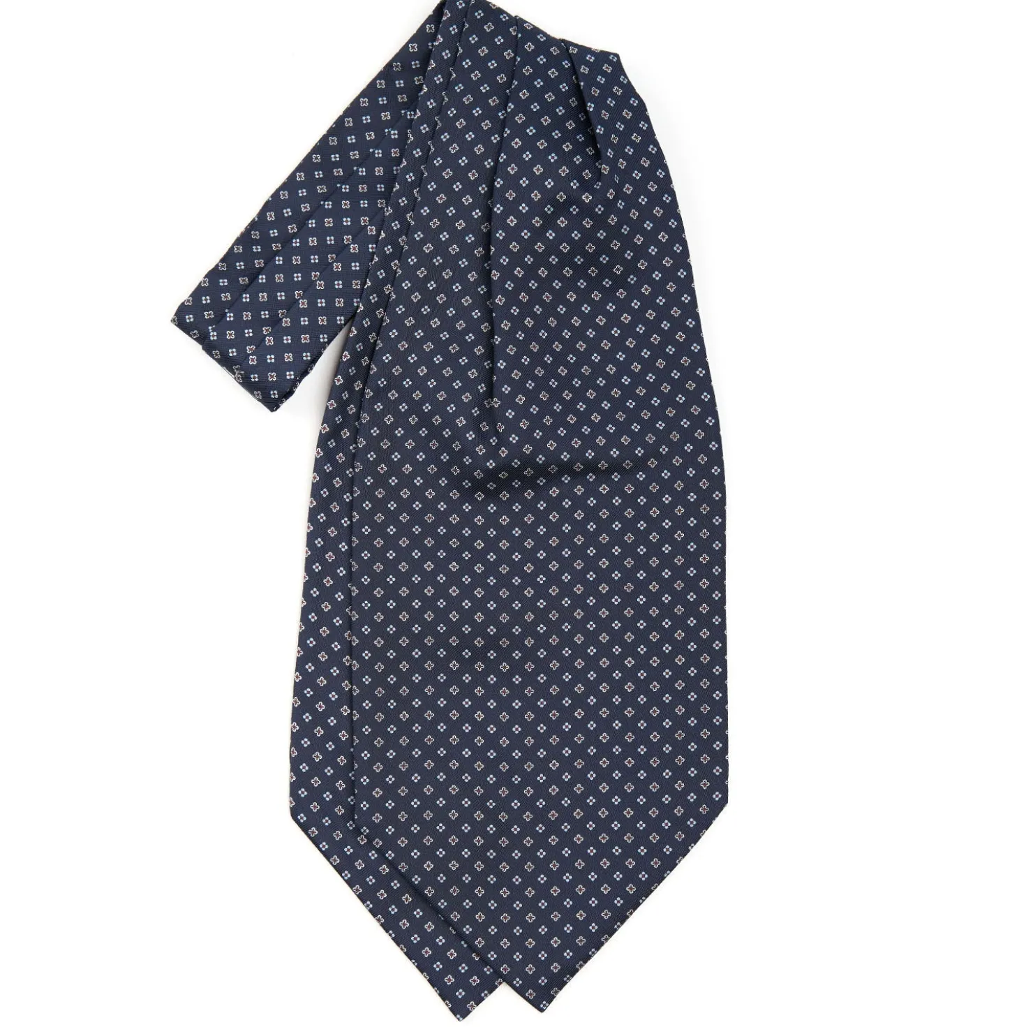 CRAVATTA ASCOT IN SETA BLU SCURO Microfantasia fiore