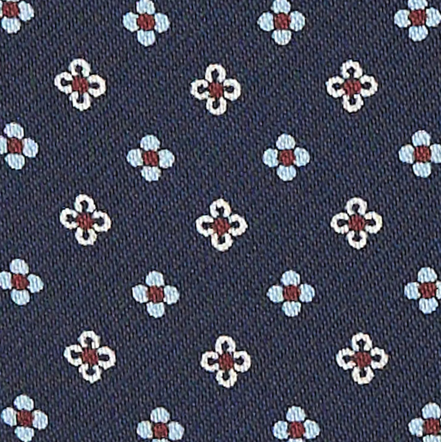 CRAVATTA ASCOT IN SETA BLU SCURO Microfantasia fiore