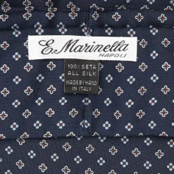 CRAVATTA ASCOT IN SETA BLU SCURO Microfantasia fiore